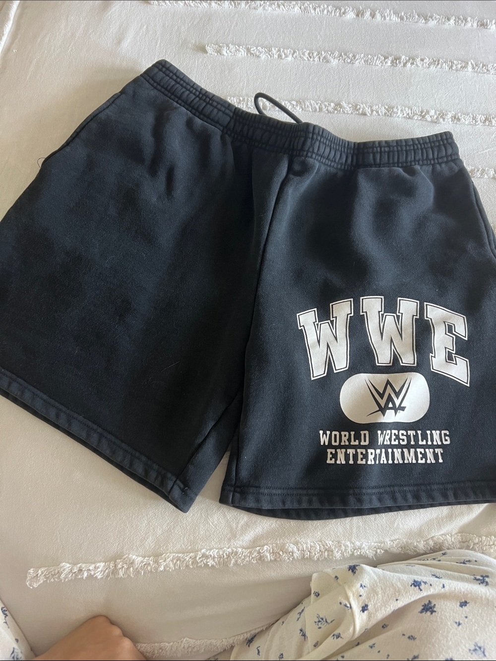 WWE Black Women's Athletic Shorts with White Logo